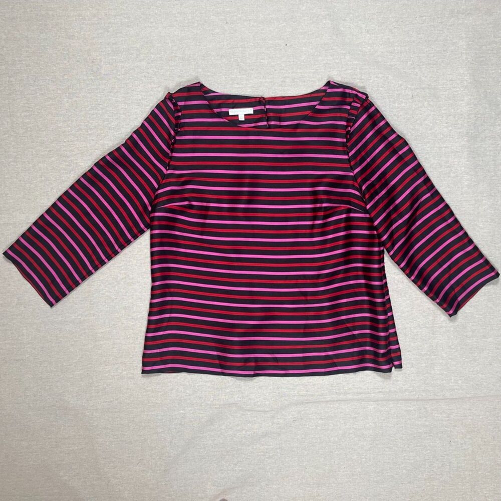 rsvp by Talbots | Satin Black, Red & Pink Striped Top | Size 14